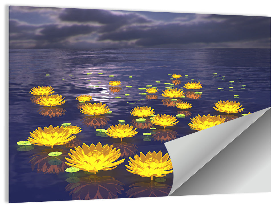 Floating Lotus at Dusk Wall Art