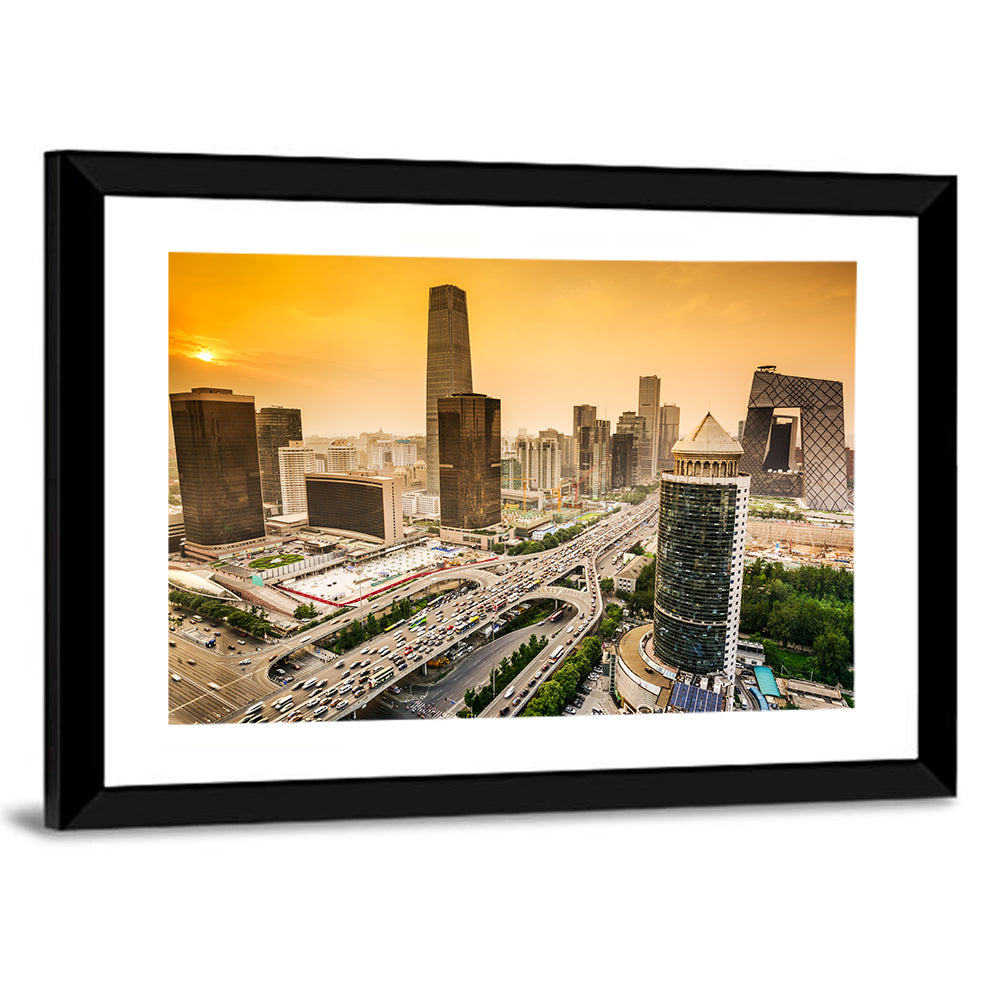 Beijing Cbd Skyline at Sunset Wall Art