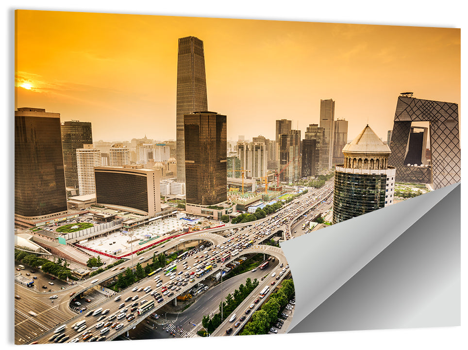 Beijing Cbd Skyline at Sunset Wall Art