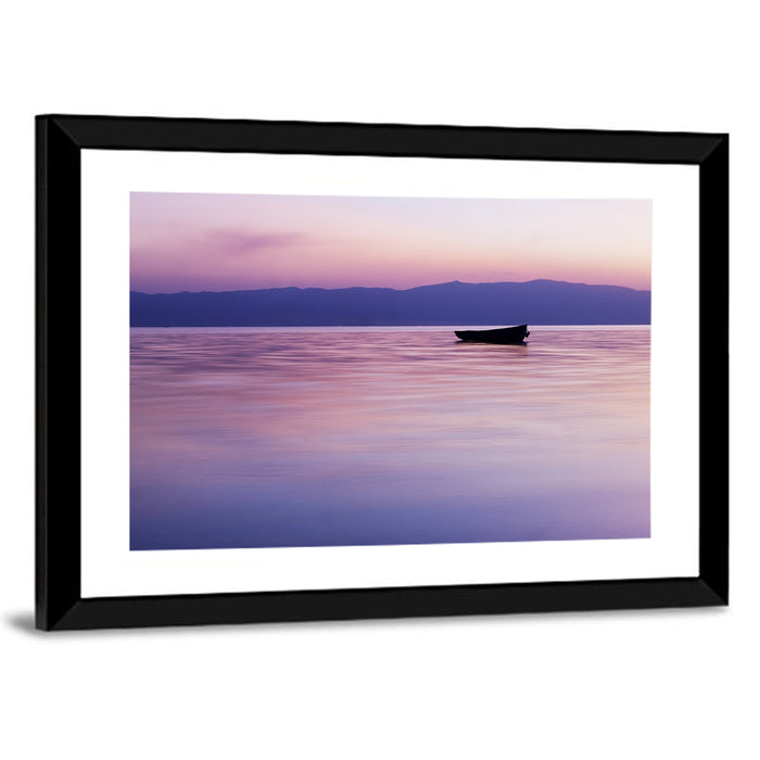 Lavender Lake Ohrid Sunset Wall Art as a framed print