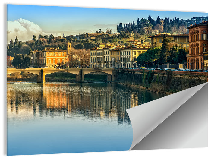 Golden Hour Florence Over the Arno River Wall Art as a poster print