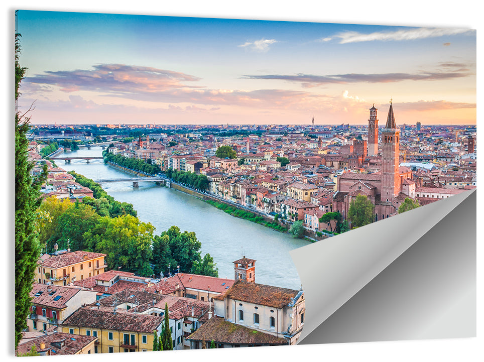 Verona Riverbend at Golden Hour Wall Art