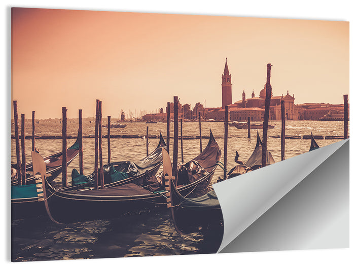Venetian Gondolas at Dusk Wall Art as a poster print