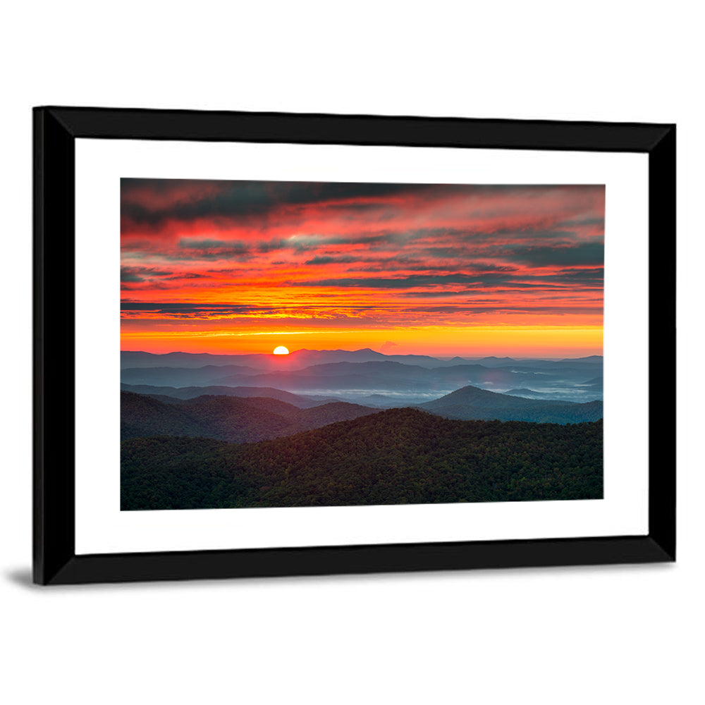 Blue Ridge Sunrise Over Misty Ridges Wall Art