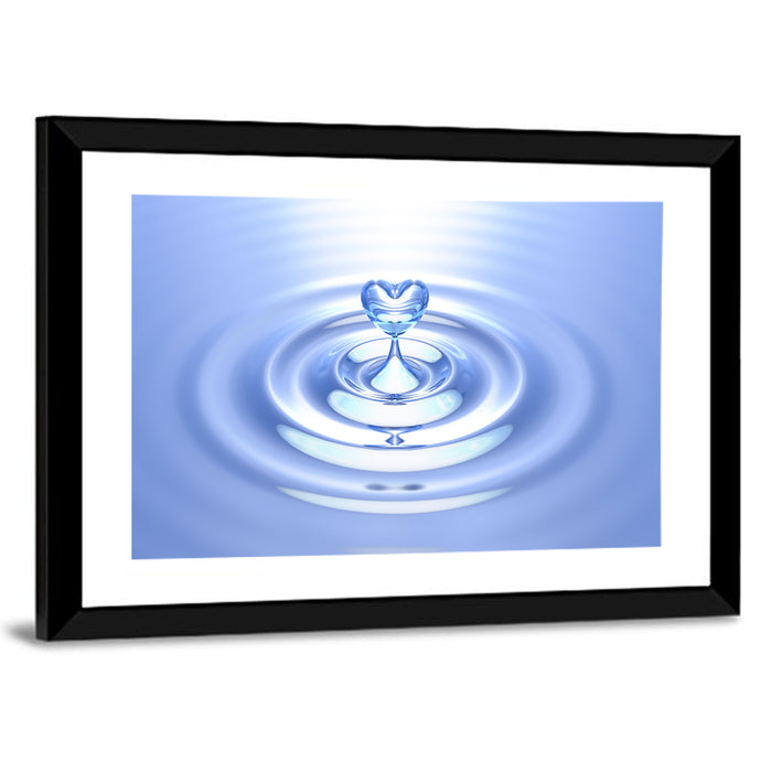 Heart-shaped Water Droplet Wall Art as a framed print
