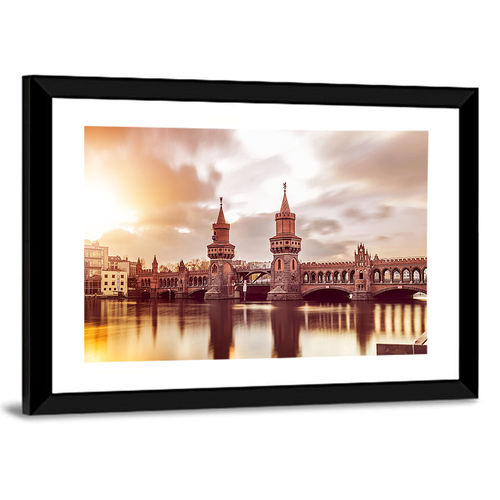 Oberbaumbruecke Sunset Reflection Berlin Wall Art