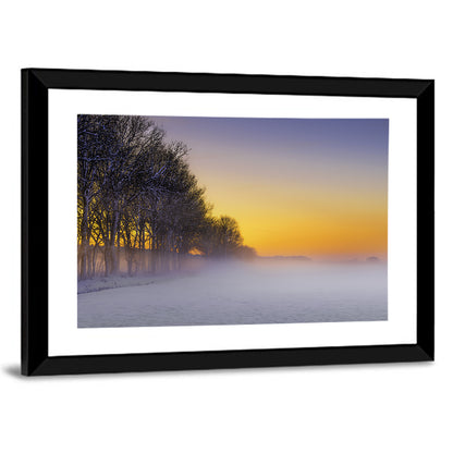 Foggy Winter Sunset Wall Art