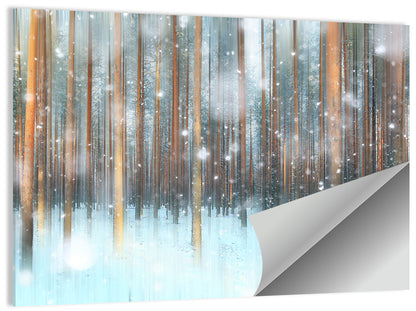 Snowy Abstract Forest Wall Art