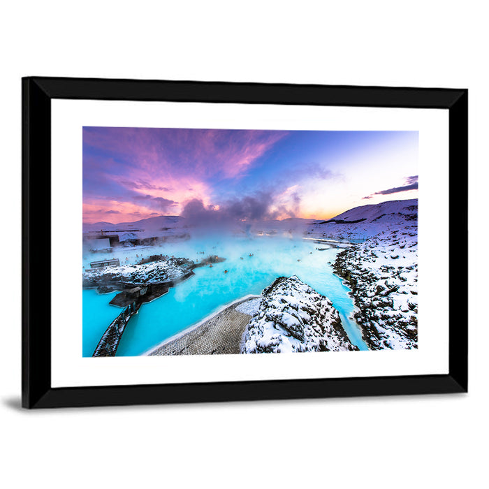 Blue Lagoon Grindavík Sunrise Wall Art as a framed print