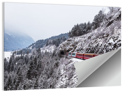 Snowy Mountain & Train Wall Art