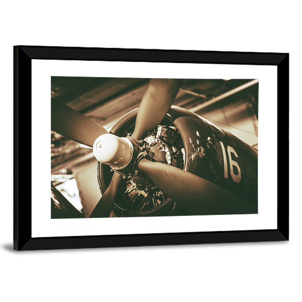 Vintage Military Propeller Plane Wall Art