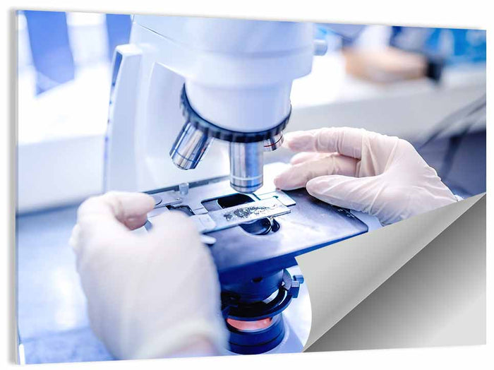 Laboratory Microscope Close-up Wall Art as a poster print