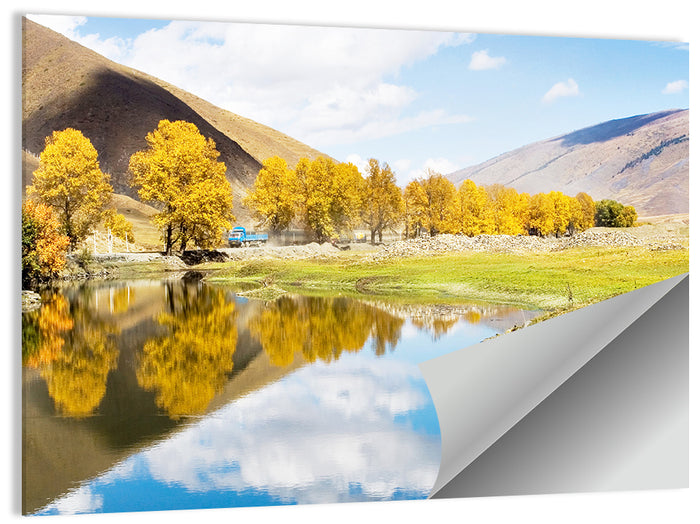 Chanxi Autumn Reflection Road Wall Art as a poster print