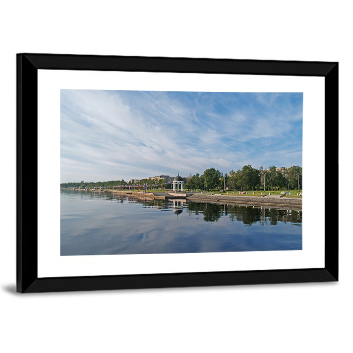 Lake Onega Promenade with Gazebo Wall Art as a framed print