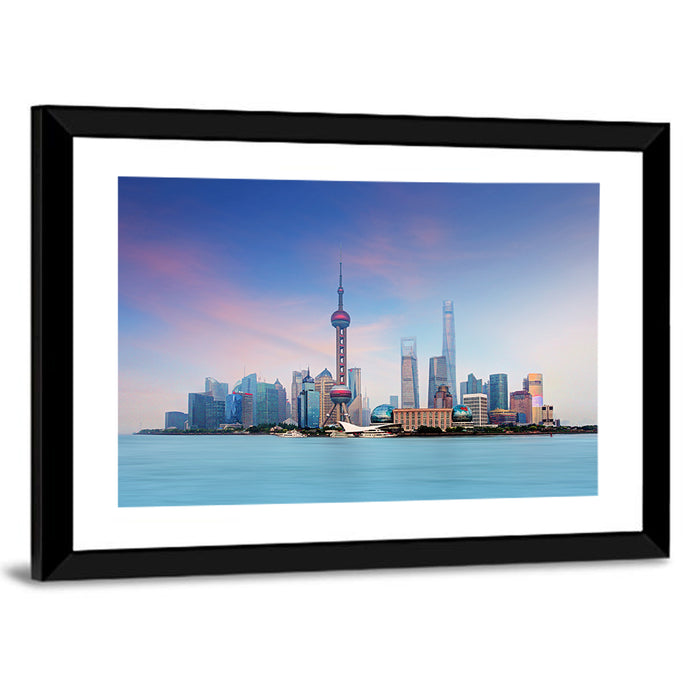 Shanghai Lujiazui Skyline Wall Art as a framed print