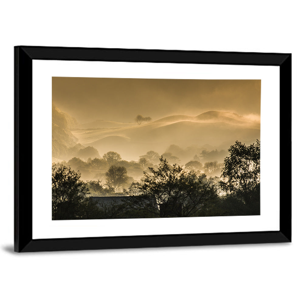 Bronze Morning Mist Over Hills Wall Art