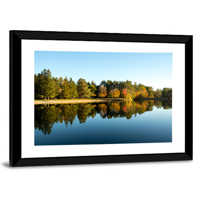 Lake Shaftsbury Autumn Reflection Wall Art as a framed print