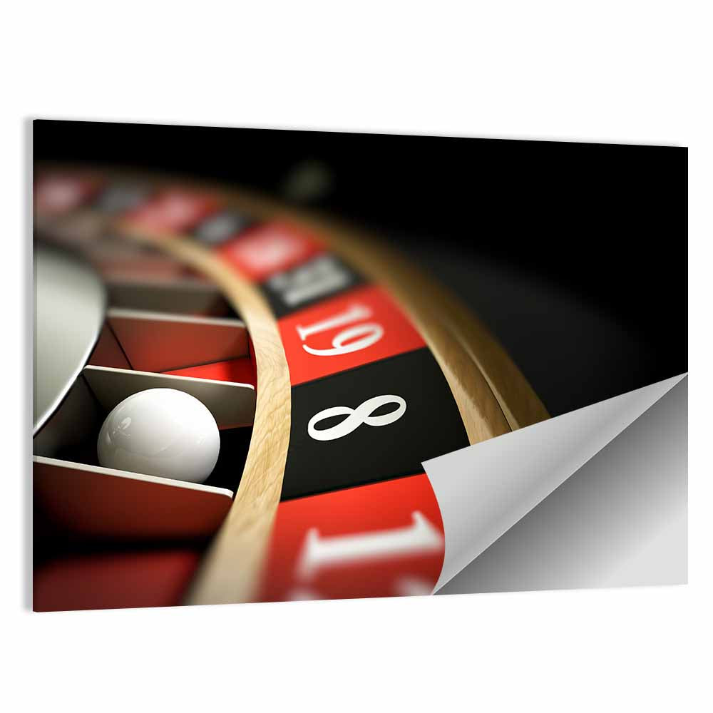 Roulette Wheel Closeup with White Ball Wall Art