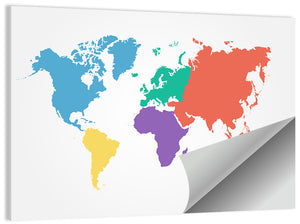 World Continents Map Wall Art