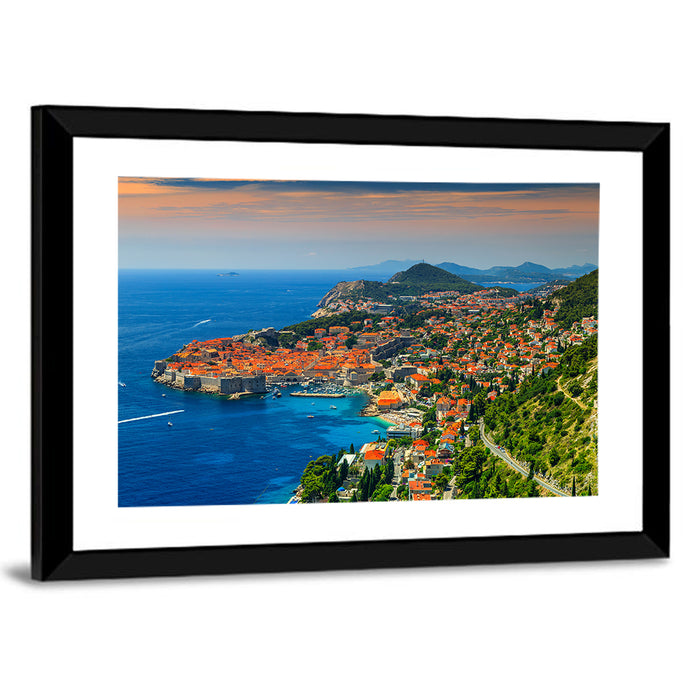 Dubrovnik Old Town Sunset Wall Art as a framed print