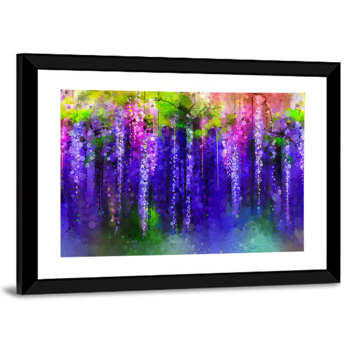 Dreamy Wisteria Vines Wall Art as a framed print