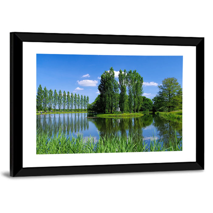 Woerlitz Rousseau Island Reflection Wall Art as a framed print