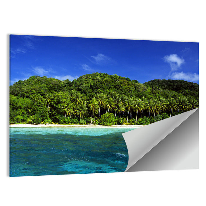 Turquoise Tropical Island Scene Wall Art as a poster print