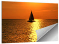 Sailboat Silhouette at Golden Sunset Wall Art