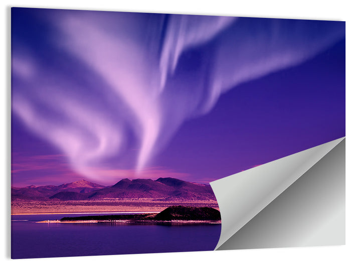 Northern Lights Over Island Wall Art as a poster print