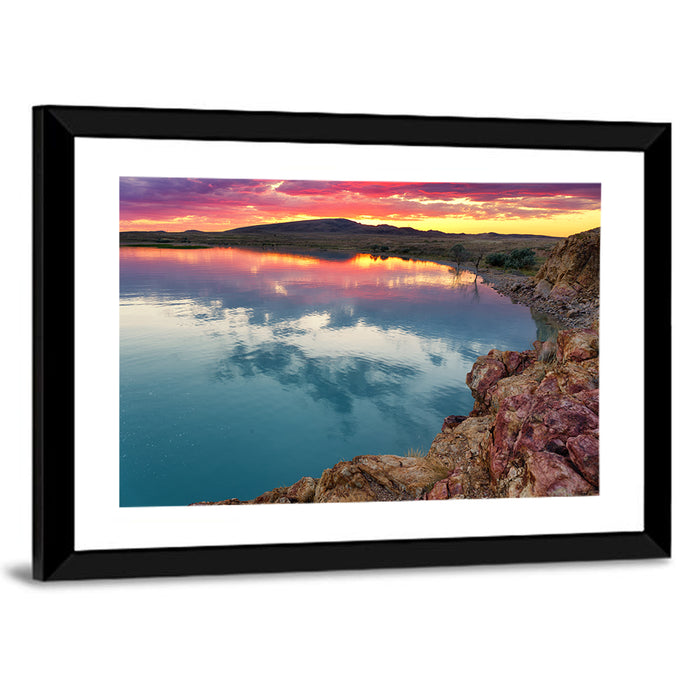 Lake Balkhash Sunset Reflection Wall Art as a framed print