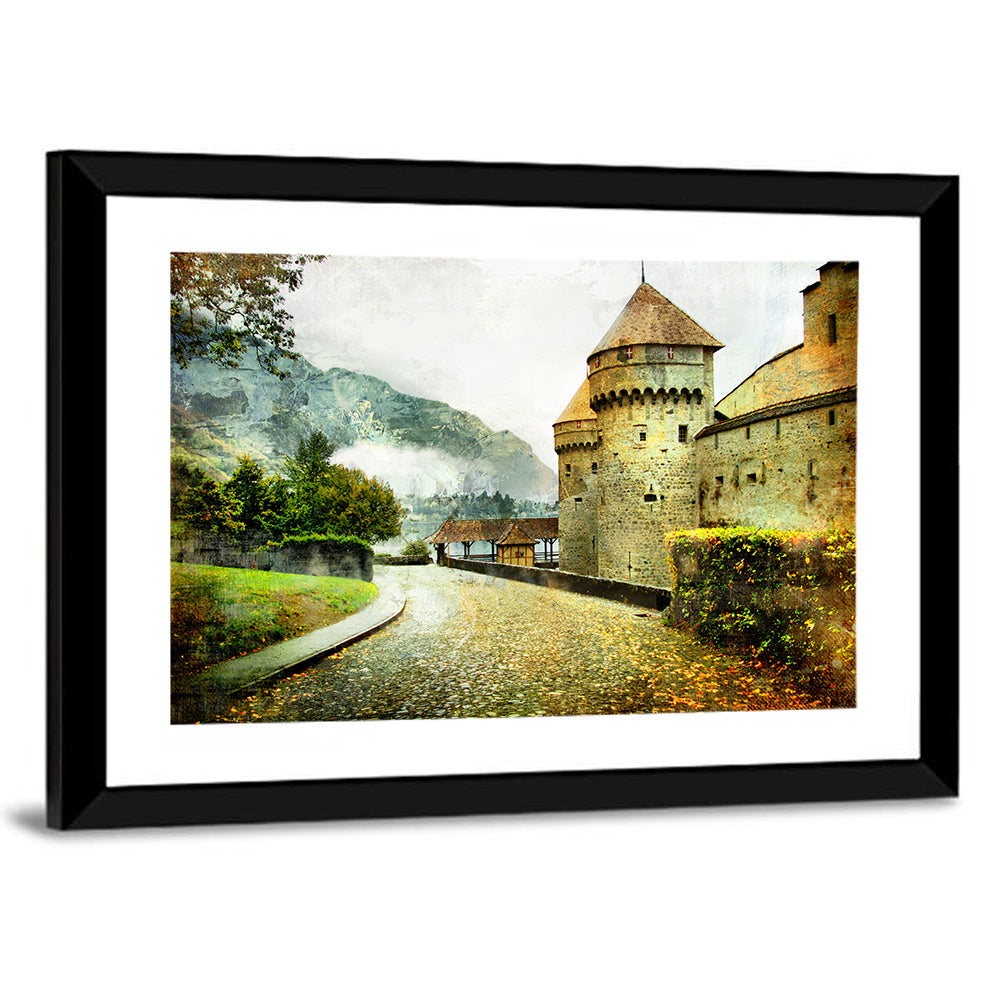 Autumn Approach to Chillon Castle Wall Art