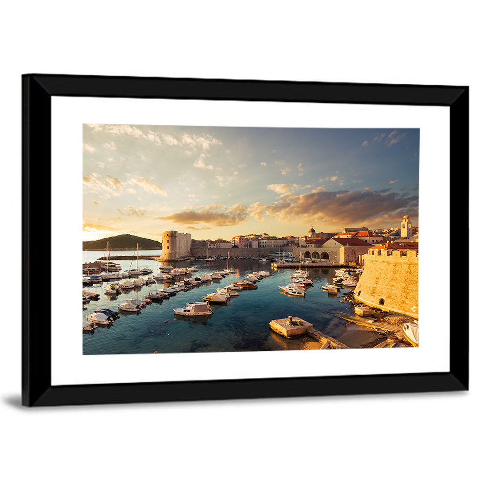 Dubrovnik Old Port at Golden Hour Wall Art