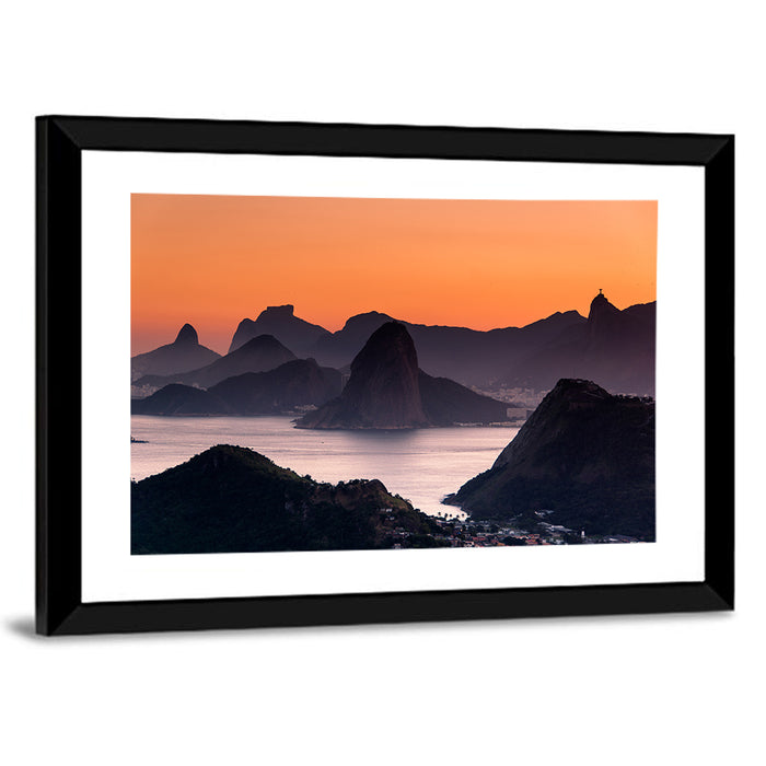 Sugarloaf and Corcovado at Sunset Wall Art as a framed print