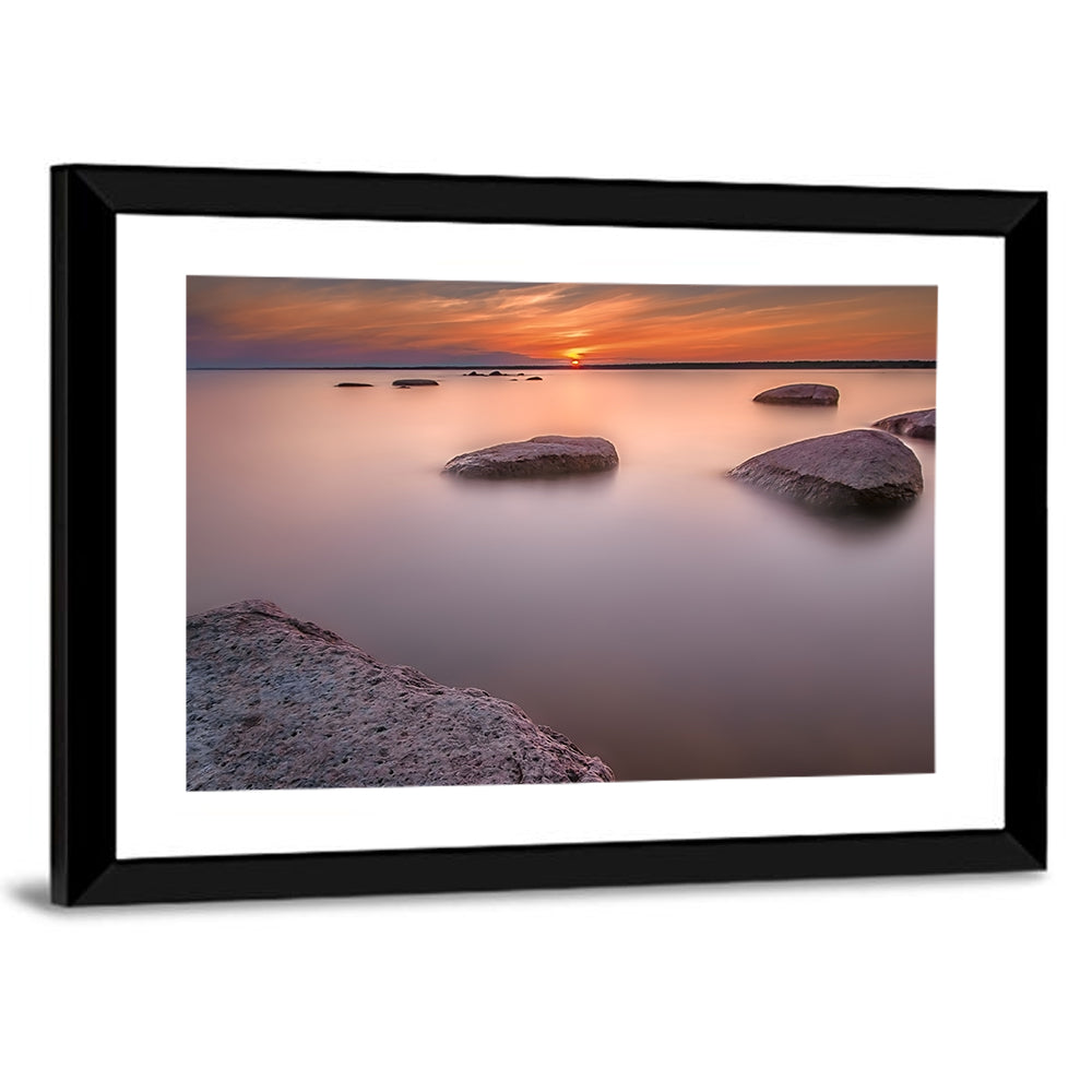 Lake Peipsi Sunset with Rocks Wall Art