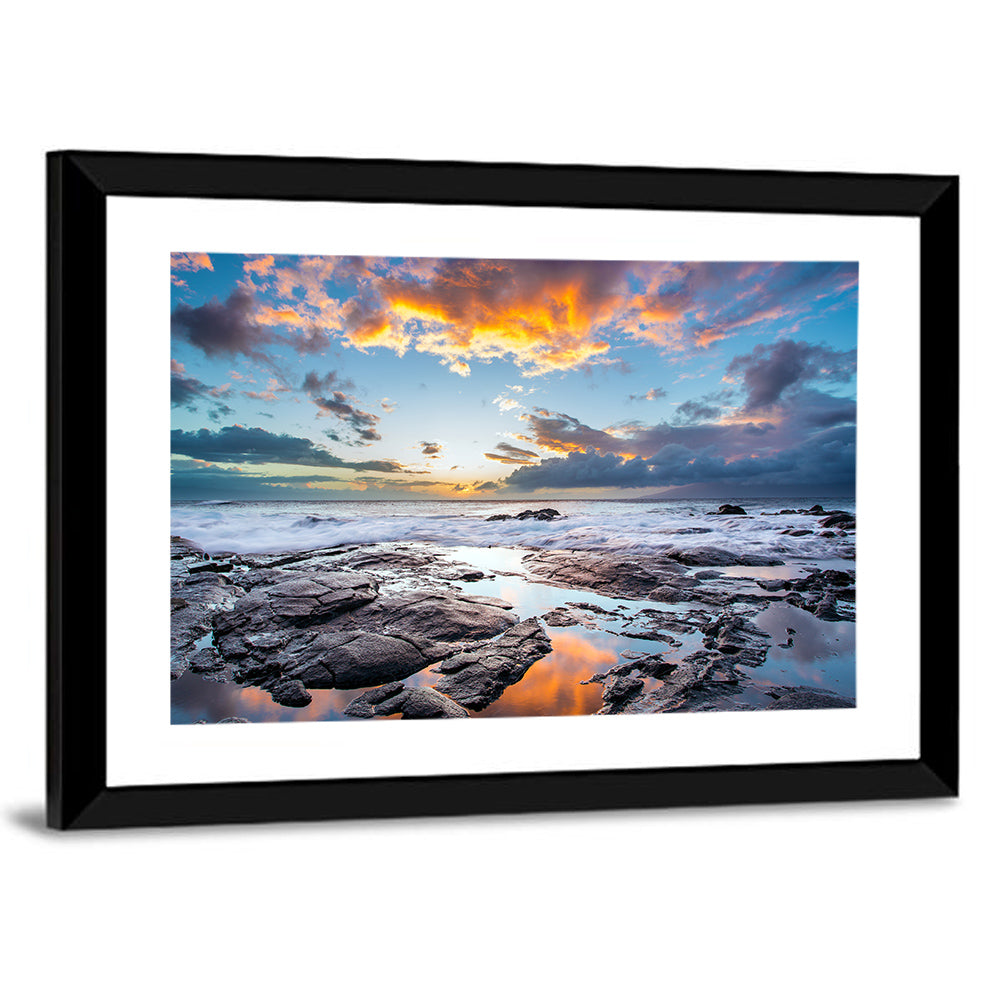 Sunset Over Volcanic Shore Wall Art