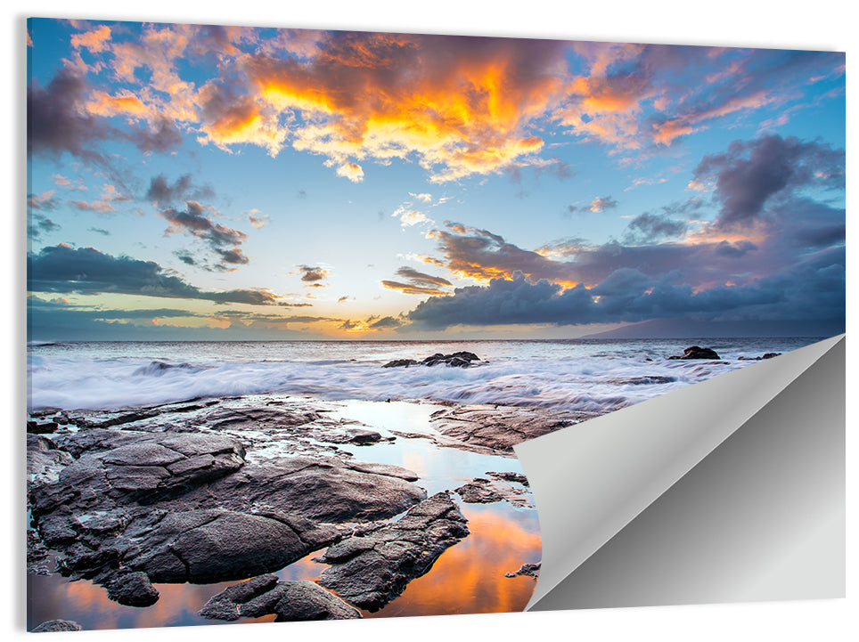 Sunset Over Volcanic Shore Wall Art