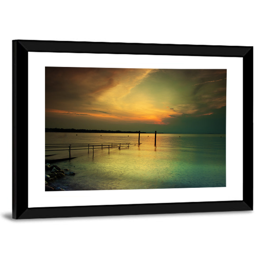 Lake Garda Sunset Pier Wall Art