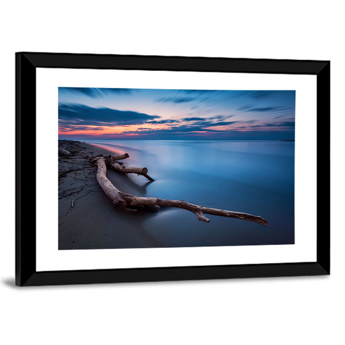 Calm Seascape at Dusk Wall Art as a framed print