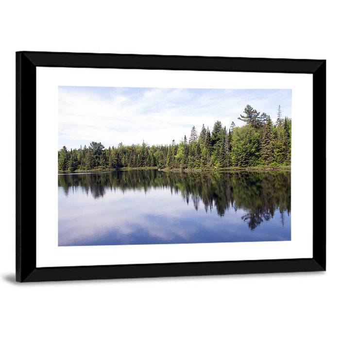 Peck Lake Shoreline Reflection Wall Art as a framed print