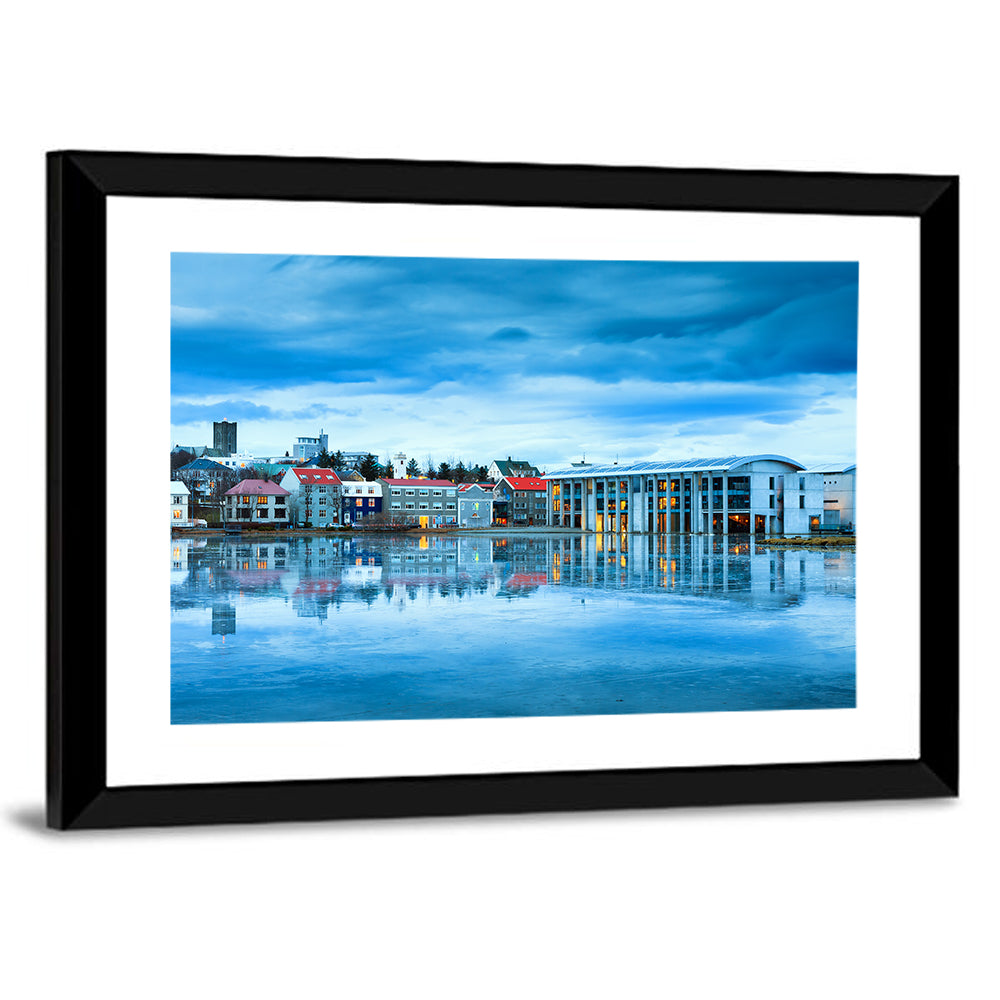 Reykjavik City Hall at Blue Hour Wall Art