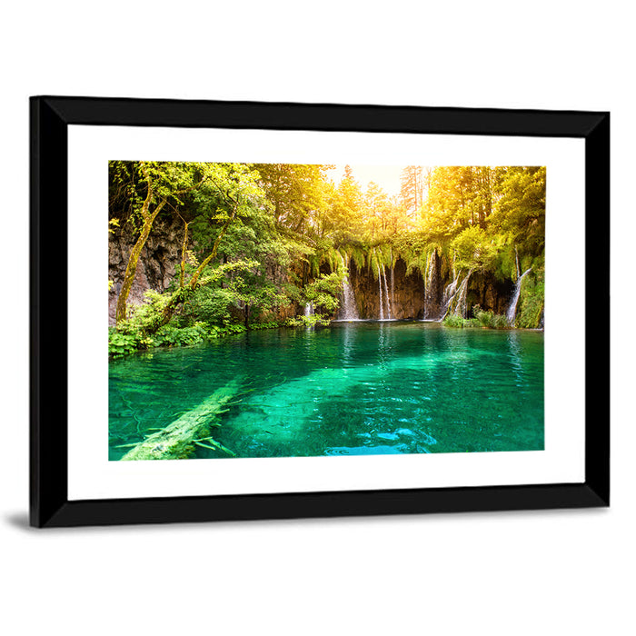 Plitvice Lake Waterfall Wall Art as a framed print