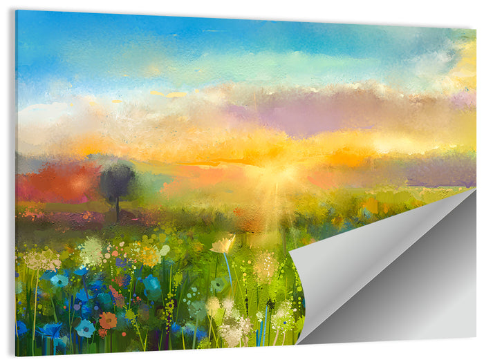 Sunset Wildflower Meadow Wall Art as a poster print