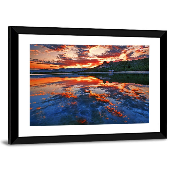 Kunming Lake Sunset, Summer Palace Wall Art as a framed print