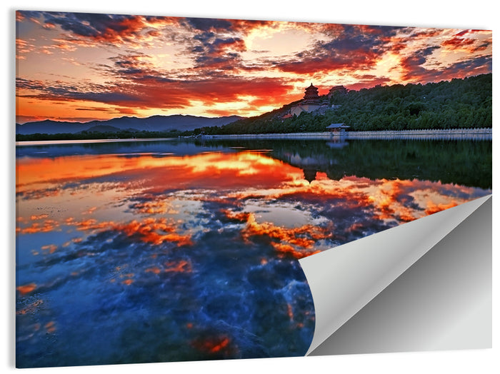 Kunming Lake Sunset, Summer Palace Wall Art as a poster print