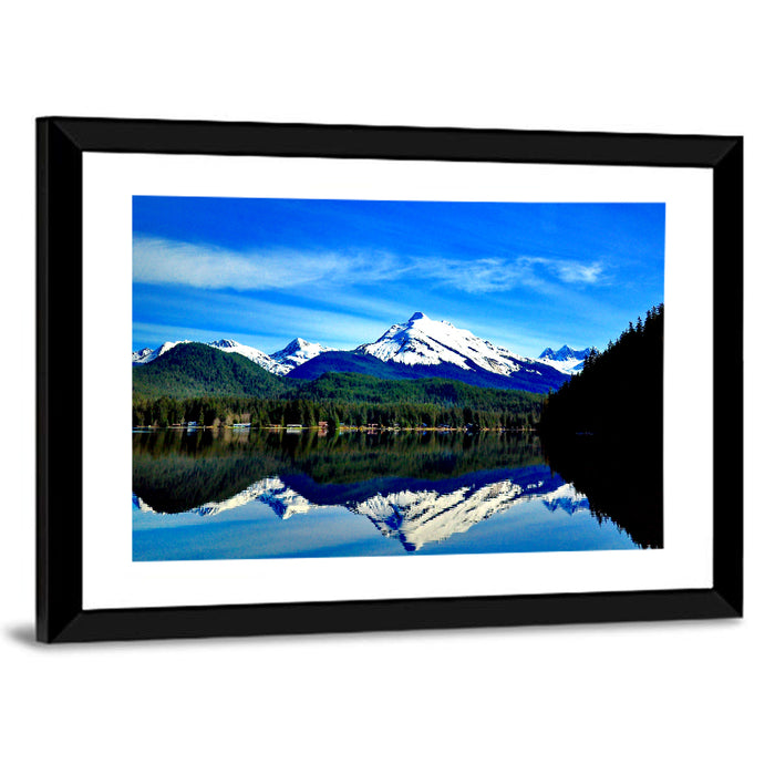 Juneau Mountains Reflection Wall Art as a framed print