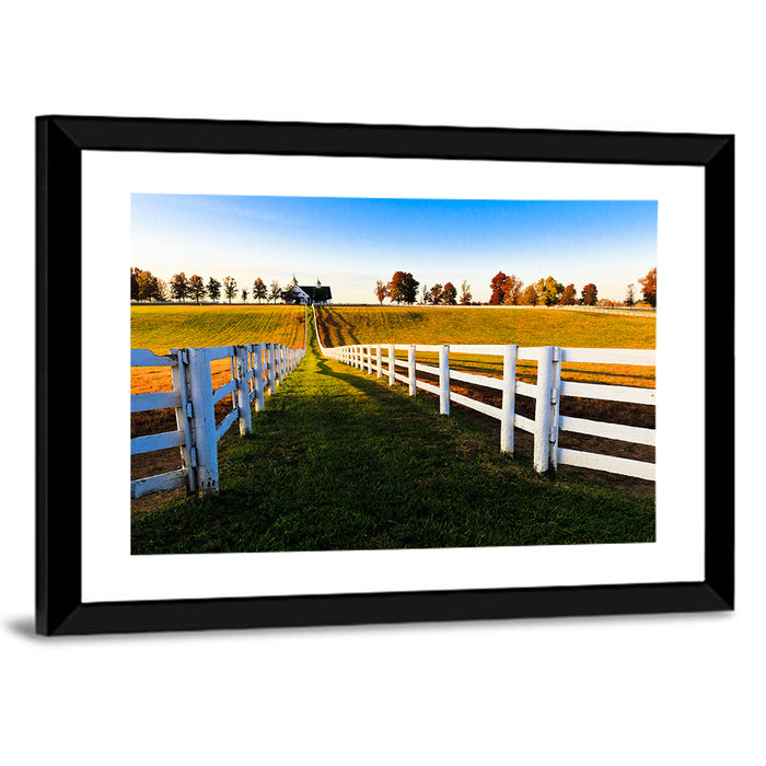 Kentucky Horse Farm at Golden Hour Wall Art as a framed print