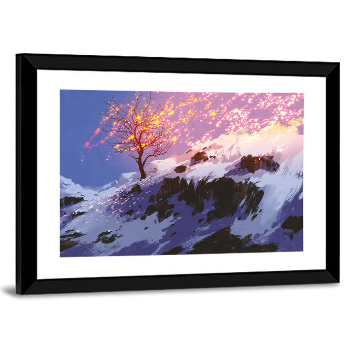 Falling Leaves in Winter Wall Art as a framed print