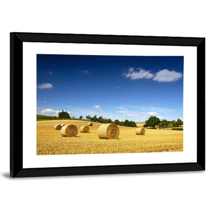 Late Summer Straw Bales Wall Art as a framed print