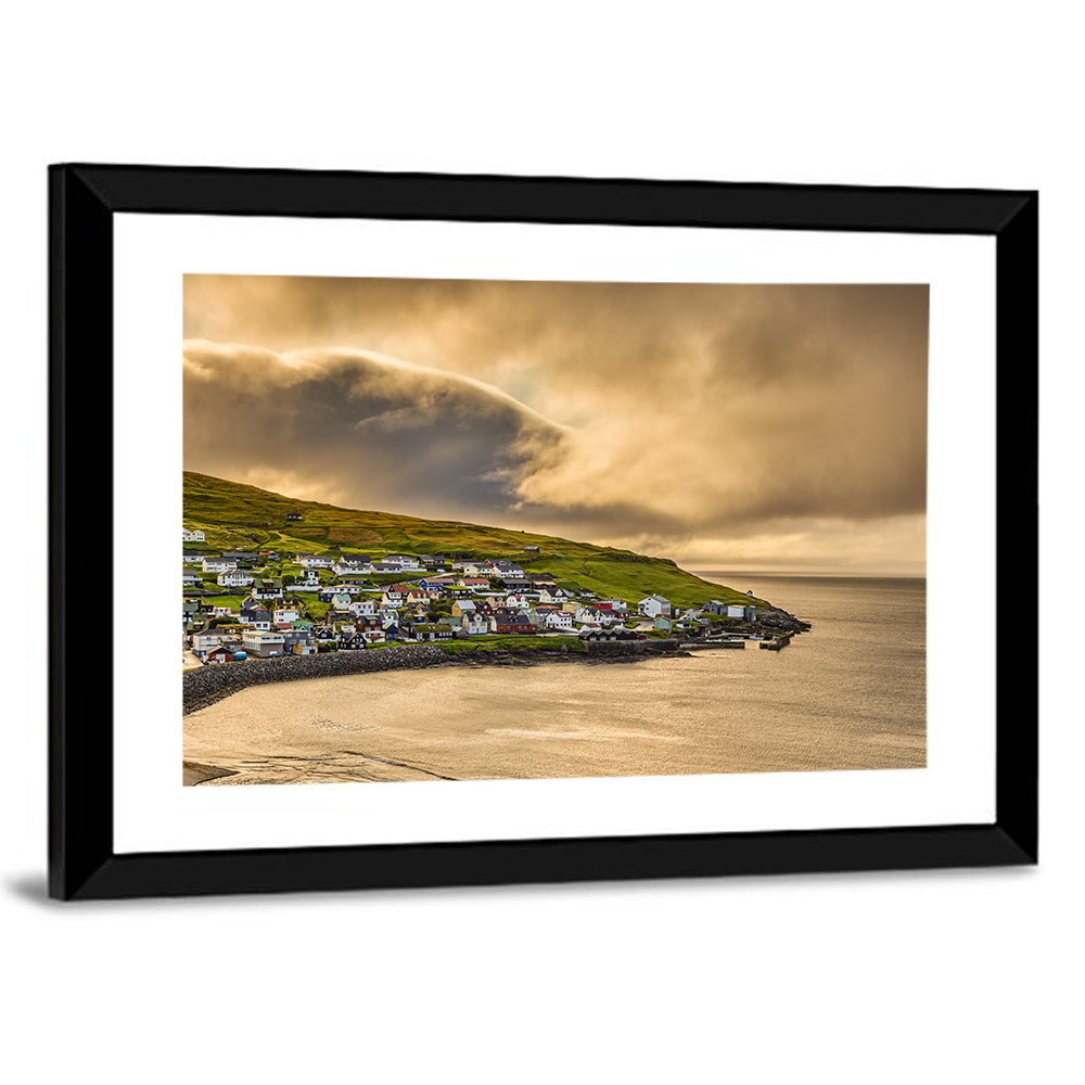 Coastal Village at Golden Hour Wall Art