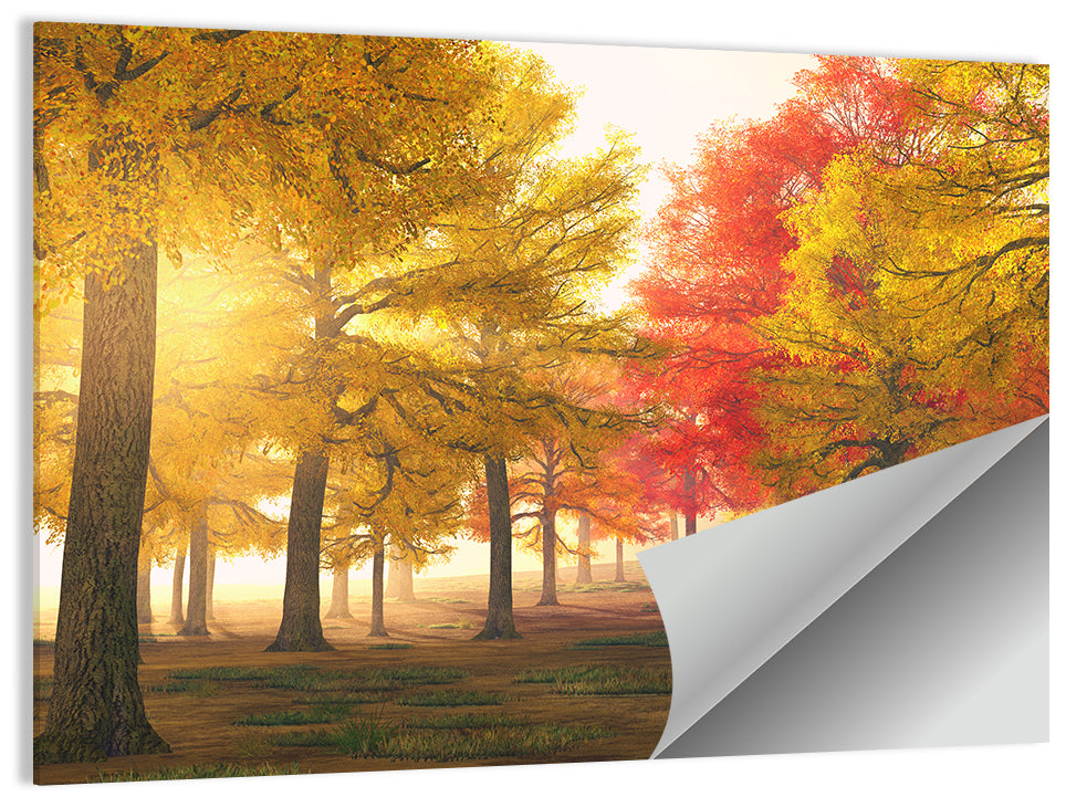 Foggy Autumn Forest Wall Art